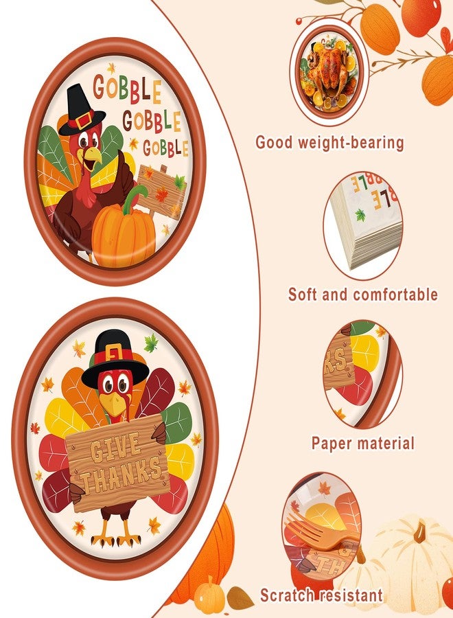 PhyLence 100 Pcs Thanksgiving Turkey Tableware Party Supplies - Disposable Fall Dinnerware Set with Paper Plates, Napkins, and Forks for Autumn Celebrations, Friendsgiving, and Thanksgiving Dinner - Serves 25 - Image 3